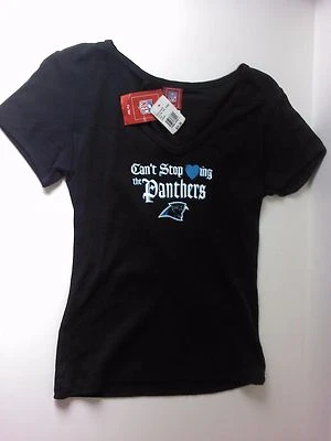 Camiseta negra grande Carolina Panthers para mujer nueva con etiquetas NFL Newton Olsen Stewart Foto 1 de 3