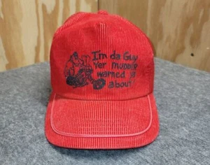 Vintage rote Cord Netz Biker Mütze Kappe I'm Da Guy Yer Mudder Warned Ya About - Bild 1 von 4