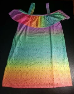 Girls Swimsuit Coverup So Kohl's - Size 16 - Off the Shoulder Rainbow Multi NWT - Picture 1 of 5