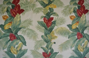 35 Yds. Avail. / Tropical Leaves Stripe / 100% COTTON / Kesslers Palm & Croton - Picture 1 of 12
