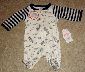 Wonder Nation Preemie Baby Boys Footed Romper Navy Blue White New - Picture 1 of 2
