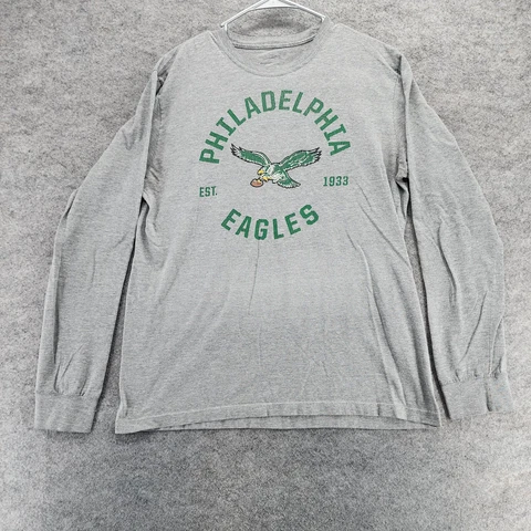 Philadelphia Eagles Shirt Mens Large Nike Long Sleeve Gray Regular Fit Cover