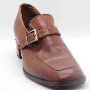 Intersola Cuoio Causal Footwear Women Leather Loafer Buckle Square Toe Size 6.5 - Picture 1 of 11