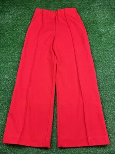 Vintage 1980er Damen rot plissiert Polyestermischung Hose 25" x 26" elastischer Bund - Bild 1 von 9