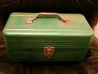 Vintage Tackle Box Green Metal has some wear