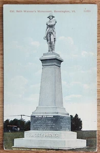 Coronel Seth Warner Monumento Bennington Vermont VT Postal PC Cir 1909 Bosselman - Imagen 1 de 1