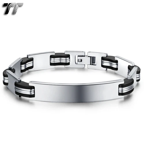 Pulsera de placa de identificación de acero inoxidable TT (BBR220) NUEVA Foto 1 de 1