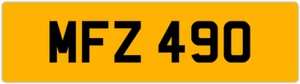 MFZ 490 M 3x3 DATELESS PRIVATE NUMBER PLATE MAT MATT MARK MICK MIK MIC MEL MAX - Picture 1 of 1