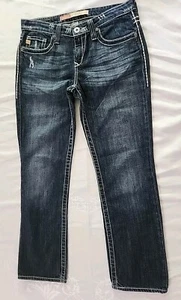 Big Star Maddie Mid-Rise Fit Denim Rhinestone Size 27the Legendary Blue Jean's - Picture 1 of 11