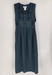 Miss Dorby Vintage Schule Marm Stil ärmellos grün/blau kariert Tie Back Kleid 12 - Bild 1 von 4