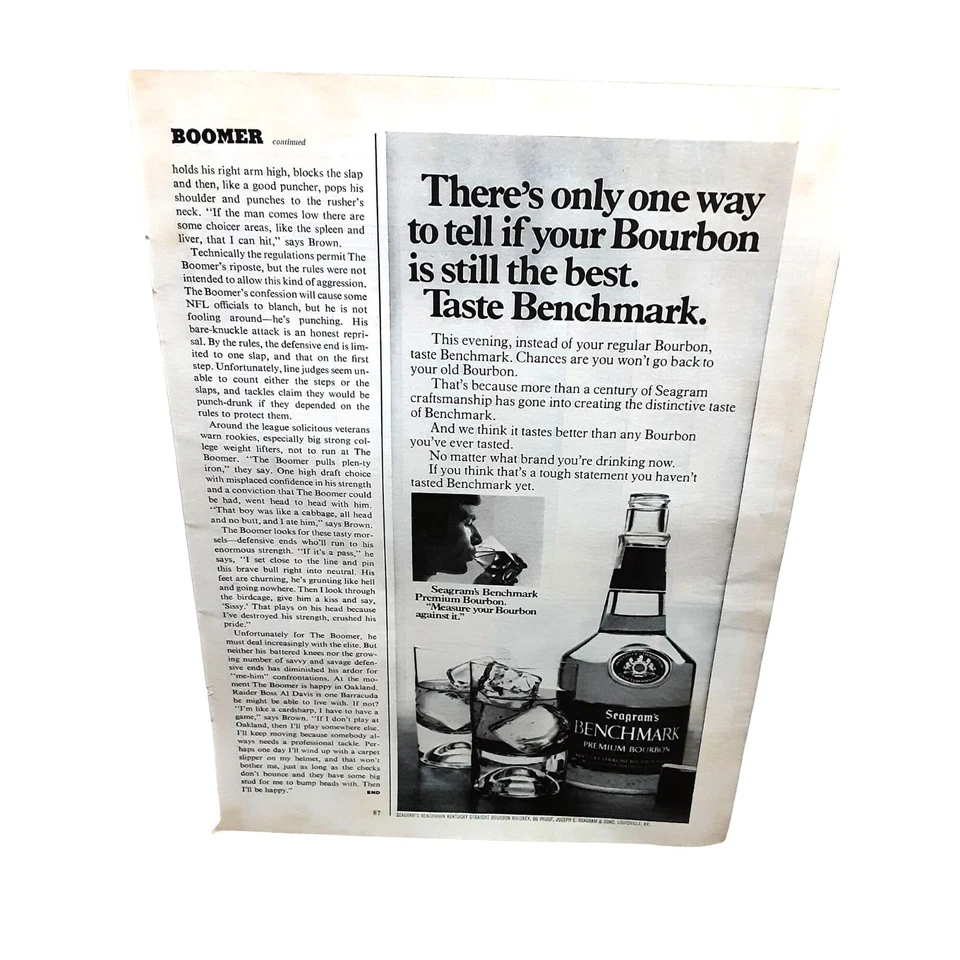 Anuncio impreso revista Seagrams Benchmark Bourbon vintage 1972 Foto 1 de 1