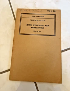 Vintage War Department Technical Manual 1941 Hand Measuring and Power Tools - Foto 1 di 13