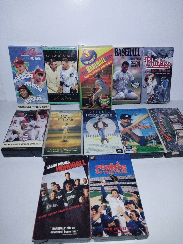 Lot Of 12 Baseball Vhs Tapes Field Of Dreams, Hardball, Mr Baseball,,, Foto 1 de 4