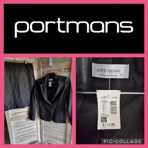 Portmans Dark Brown/Black Skirt + Jacket Suit Lined Size 8/10 (Rrp $289) 💝 - Picture 1 of 11