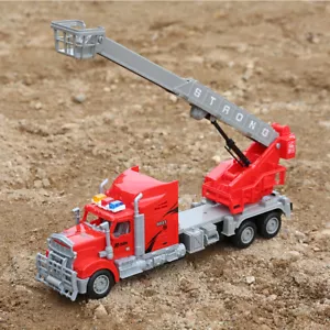 Red RC Truck Trailer Big Rig Fire Truck Toy With Light For Kids Christmas Gift - Picture 1 of 11