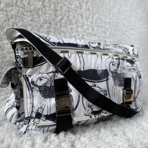 Lesportsac Gwen Stefani Messenger Boston bag white Limited Rare used from JAPAN  - Picture 1 of 20