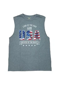 Faded Glory USA Land of The Free Because of The Brave Sleeveless Muscle Shirt: S - Picture 1 of 2