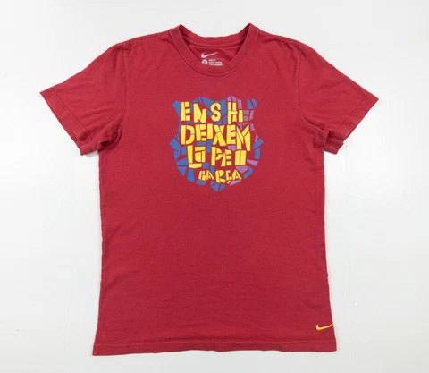 FC Barcelona Shirt Adult Large Red Short Sleeve Soccer Spain Nike Tee Slim Fit Cover
