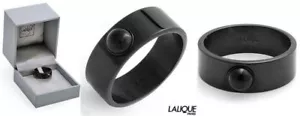 Anello Cabochon 925 Lalique MOSSI 63 taglia 10 cristallo smalto nero da $250 nuovo in scatola - Foto 1 di 3