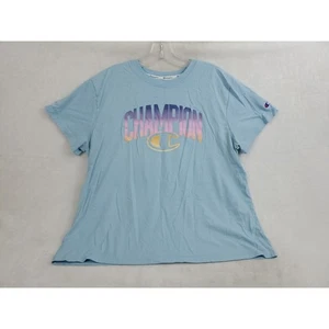T-shirt Champion donna XL blu grafica maglione manica corta atletica casual - Foto 1 di 9