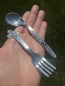 Vintage Disney Bonny Youth Flatware Set - Mickey Mouse Fork & Goofy Spoon - Picture 1 of 10