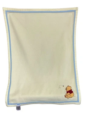 Vintage Sears Winnie The Pooh Yellow Blanket Fleece Style Walt Disney Baby Lovey - Image 1 of 4