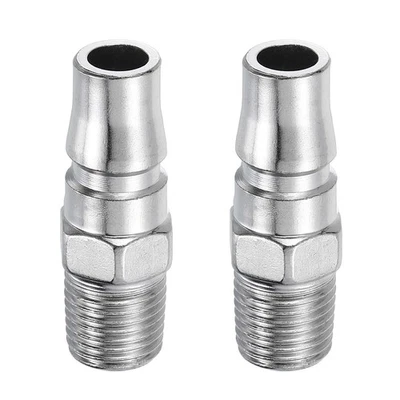 2Pcs 1/4 Inch Industrial Air Plug Fittings Quick Connect Male Adapters - Imagem 1 de 4