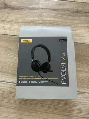 Jabra Evolve2 40 Stereo Kopfhörer, MS Teams, USB-C, Schwarz - Bild 1 von 3