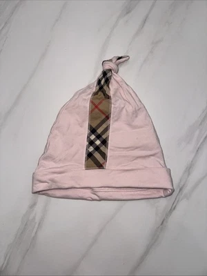 Burberry 6-9 Mos Sombrero Bebé Rosa Cuadros Rayas Infantil Gorra Nudo Top Foto 1 de 4