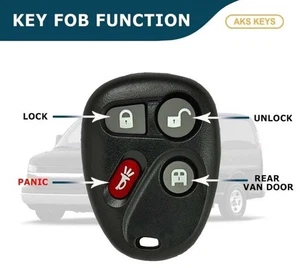 Replacement for Chevrolet GMC Keyless Entry VAN 4B KOBLEAR1XT Fob + Key 15752330 - Bild 1 von 6