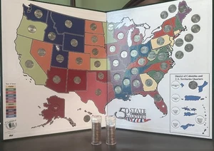 1999-2009 STATE+TERR. NEW MAP WITH ALL 56 UNCIRCULATED QUARTERS - Picture 1 of 7