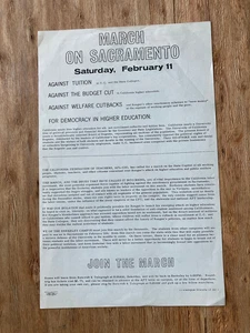MARCH ON SACRAMENTO/CFT WORKERS RIGHTS 2/11/1967 flyer orig labor anti-Reagan - Picture 1 of 2