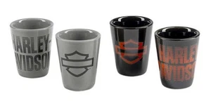 Harley-Davidson 2 oz. Open Bar & Shield Fade Ceramic Shot Glass Set, Set of Four - Picture 1 of 2