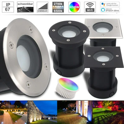LED IP67 Bodeneinbaustrahler 230V 5W RGB dimmbar Bodenleuchte schwenkbar Tierra - Bild 1 von 4