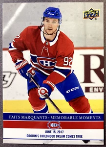 2017-18 Upper Deck Memorable Moments #MC-0 Jonathan Drouin Montreal Canadiens - Picture 1 of 1