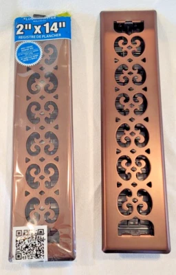 Nuevo - Rejillas de registro de decoración - Chapado en acero - 2 x 14 - Bronce frotado - Lote de 2 Foto 1 de 4