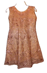 Costume bambina principessa pizzo perline maglia ricamata vestito foderato 28 busto LB2 - Foto 1 di 7