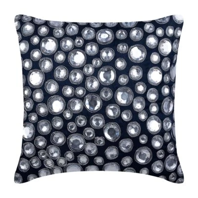 Square Sofa Pillow Cover Blue 16"x16", Home Decor Silk - Navy Night Diamonds - Image 1 of 3