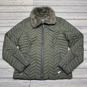 Eddie Bauer Damen Gänsedaunenjacke mit durchgehendem Kragen und Reißverschluss olivgrün Gr. Small - Bild 1 von 5