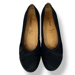 Gabor Shoes Womens US 8 UK 5.5 Resemblance Slip On Flats Black Leather Casual - Picture 1 of 9