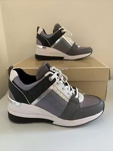 Michael Kors Georgie Entrenador Cuña Tenis Zapatos Gris Jaspeado MK Talla 6.5 - Imagen 1 de 7