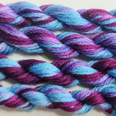 Hand Dyed Six Strand Embroidery Thread, Purple and Blue, 100% Cotton Floss - Image 1 of 3