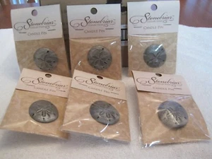 STONEBRIAR COLLECTION 6 SAND DOLLAR CANDLE PINS FOR PILLAR CANDLES ONLY--NEW - Picture 1 of 6