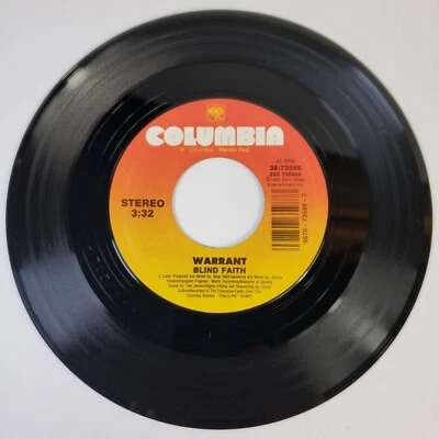 Warrant "Blind Faith" 45 Vg+ Tested Jukebox "Mr. Rainmaker"  - Image 1 of 4