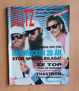 Swedish magazine Slitz - ZZ Top on cover + Neil Young, David Sylvian, Erasure - Afbeelding 1 van 1