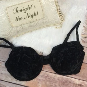 Sujetador vintage de terciopelo negro de cobertura completa para mujer talla 36B de Sears Bra nuevo - Imagen 1 de 11