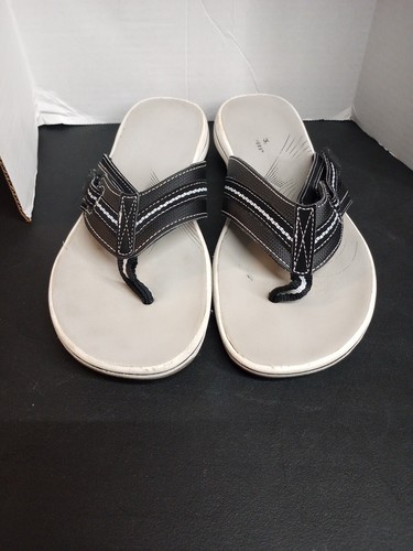 CLOUDSTEPPERS by Clarks Sport Thong taglia 8M sandali brezza nero bianco stampa.