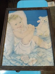 LITOGRAFIA MAUD TOUSEY FANGEL ORSACCHIOTTO BAMBINO ORSACCHIOTTO decorazione asilo anni 40 16x20 incorniciato - Foto 1 di 5