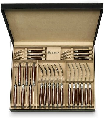 Laguiole California Silverware Cutlery Set - 24 Piece Rosewood Set - In Gift Box - Image 1 of 4
