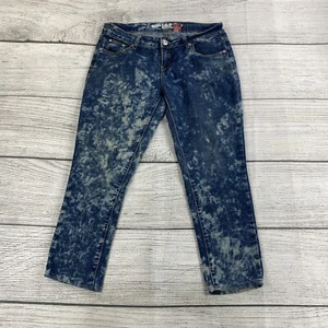 I&P Rhinestone Jeweled Jeans Women Size 9 Acid Wash Cropped Denim Pants Stretch - Picture 1 of 9